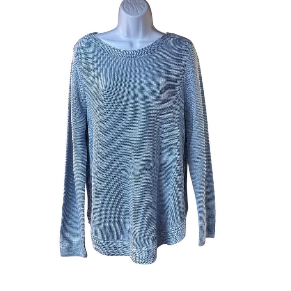 Chico’s 2 Bianca Pullover Sweater Blue Diamond Shimmer Long Sleeve NWT $89
